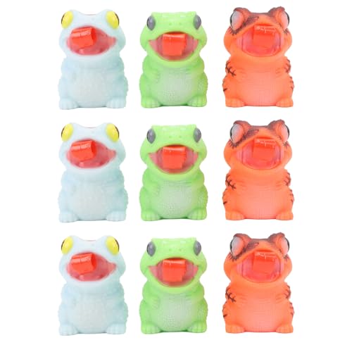 Xiuganpo Frosch-Quetschspielzeug, Tragbares 9-teiliges Kompaktes Stress-Froschspielzeug, Elastischer Zungen-Ausstreckeffekt für Reisen von Xiuganpo