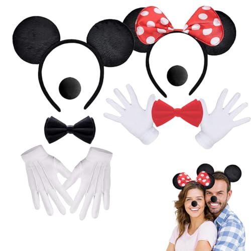 Xiujuers 2 Stück Maus Ohren Haarreif, Maus Ohr Stirnband, Minnie Mouse Kostüm, Mini Maus Ohren für Kinder & Erwachsene, Minnie Mouse Ohren für Maskerade, Karneval, Cosplay-Party von Xiujuers