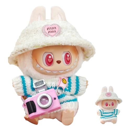 Xiujuers Bekleidung für 17cm Labubu Plüsch, Kuscheltier Kleidung Outfit nur Bekleidungs zubehör für 17cm Labubu Plush Pullover Hoodie Bekleidung DIY Kinder Geschenke (L) von Xiujuers