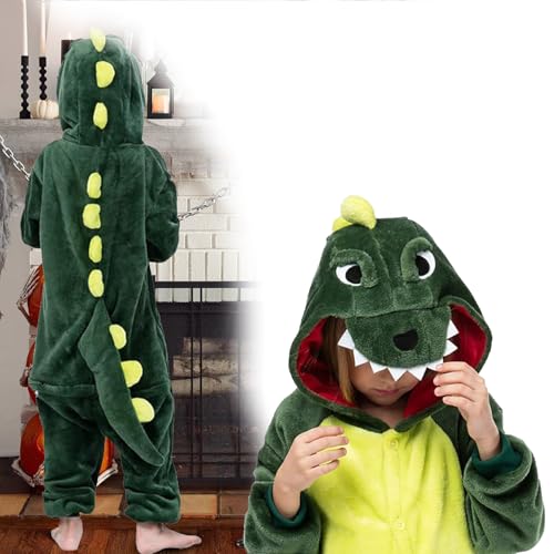 Xiujuers Dino Kostüm Kinder, Karneval Kostüm Kinder, Dinosaurier Kostüm Kinder, Dinosaurier Kostüm Jungen Mädchen, Dinosaurier Jumpsuit Kinder, Dinosaur Costume Kids für Karneval, Cosplay Party (100) von Xiujuers