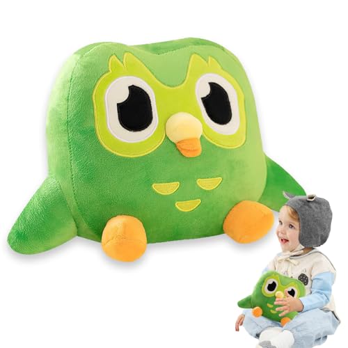 Xiujuers Eule Kuscheltier, 20CM Duolingo Plush, Grüne Eule Plüschtier, Duolingo Kuscheltier, Duolingo Plüschtier, Umarmbares Eulen-Stofftier, Eule Stofftier, Green Owl Plush Toy, Geschenk Für Kinder von Xiujuers