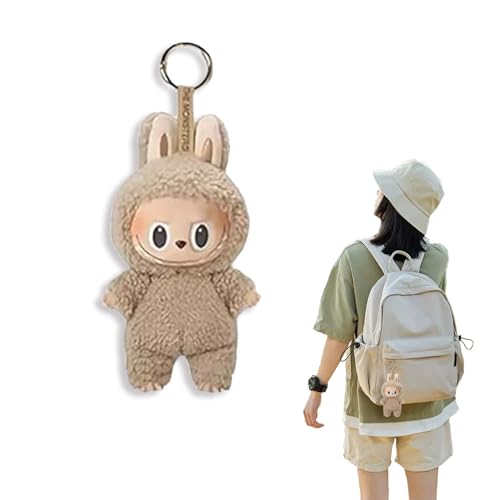 Xiujuers Labubu Keychain, Labubu Monster Keychain, Labubu Plüsch Schlüsselanhänger, Labubu Kuscheltier, Labubu Plüsch Anhänger, Labubu Plushies Toy, Labubu Toy Doll (Khaki) von Xiujuers