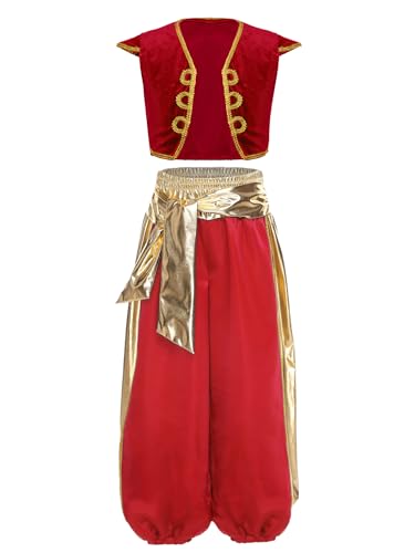 Xnihocha Arabisches Kostüm Jungen Kostüm Sultan Arabisches Set Weste und Hose Prinz König Kostüme Karneval Halloween Maskerade 3-16 Jahre Rot 110-116 Xnihocha Arabisches Kostüm Jungen Kostüm Sultan Arabisches Set Weste und Hose Prinz König Kostüme Karneval Halloween Maskerade 3-16 Jahre Rot 110-116 von Xnihocha
