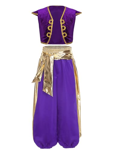 Xnihocha Arabisches Kostüm Jungen Kostüm Sultan Arabisches Set Weste und Hose Prinz König Kostüme Karneval Halloween Maskerade 3-16 Jahre Violett 158-164 Xnihocha Arabisches Kostüm Jungen Kostüm Sultan Arabisches Set Weste und Hose Prinz König Kostüme Karneval Halloween Maskerade 3-16 Jahre Violett 158-164 von Xnihocha