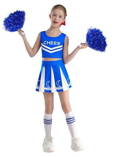 Xnihocha Cheerleaders Kostüm Kinder Cheerleadering Outfit Mädchen mit Pompoms und Socken Kostüm Karneval Halloween Kostümaufführung 5-16 Jahre Blau 98-104 Xnihocha Cheerleaders Kostüm Kinder Cheerleadering Outfit Mädchen mit Pompoms und Socken Kostüm Karneval Halloween Kostümaufführung 5-16 Jahre Blau 98-104 von Xnihocha