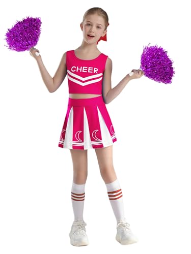 Xnihocha Cheerleaders Kostüm Kinder Cheerleadering Outfit Mädchen mit Pompoms und Socken Kostüm Karneval Halloween Kostümaufführung 5-16 Jahre Hot Pink 122-128 Xnihocha Cheerleaders Kostüm Kinder Cheerleadering Outfit Mädchen mit Pompoms und Socken Kostüm Karneval Halloween Kostümaufführung 5-16 Jahre Hot Pink 122-128 von Xnihocha
