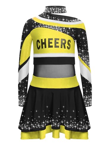 Xnihocha Cheerleaders Kostüm Pompom Kinder Mädchen Kleid Cheerleaders Oberteil und Rock Tanz Kostüm Pom-Pom Mädchen Cosplay Karneval Halloween Fest 110-164 Gelb 146-152 Xnihocha Cheerleaders Kostüm Pompom Kinder Mädchen Kleid Cheerleaders Oberteil und Rock Tanz Kostüm Pom-Pom Mädchen Cosplay Karneval Halloween Fest 110-164 Gelb 146-152 von Xnihocha