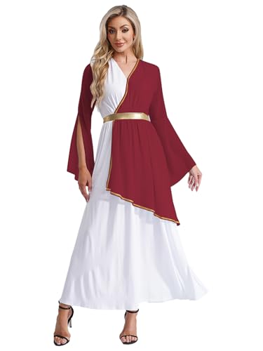 Xnihocha Römisch Kostüm Frauen Antik Römisch Griechisch Göttin Kleid Langarm Griechische Prinzessin Kleid Kostüm Karneval Halloween Party S-3XL Burgundy XXL Xnihocha Römisch Kostüm Frauen Antik Römisch Griechisch Göttin Kleid Langarm Griechische Prinzessin Kleid Kostüm Karneval Halloween Party S-3XL Burgundy XXL von Xnihocha