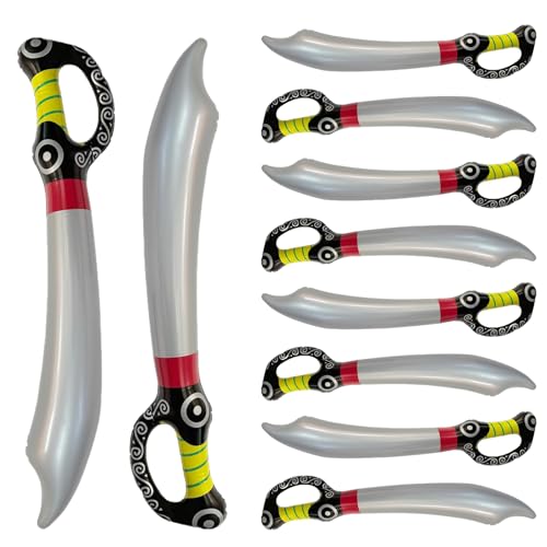 XoeLLe 10 Stück Inflatable Schwert, Kinder Aufblasbares Piraten Schwert, Piratenschwert Spielzeug, Spiel Schwert Aufblasbar Set, 73 cm Kunststoffschwerter für Kindergeburtstag Piratenpartyzubehör (B) von XoeLLe