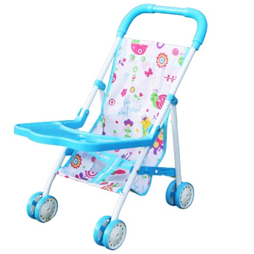 Xoeryoy Puppenwagen für 3+ Kinder Faltbare simulierte Spielzeugfahrzeugwagen große Kapazität Baby Kinderwagen Spielzeug mit EasyGripGripPuppenKinderwagenblau, (.) von Xoeryoy