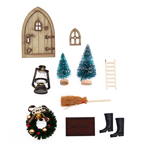 Weihnachtspuppenhausmöbel, Mini Simulationstür, Gartenornamente, Weihnachtsdekoration von Xoeryoy