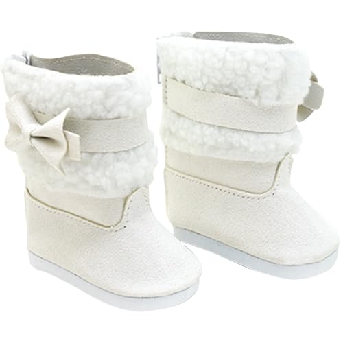 Xoeryoy 18 Zoll Puppenschuhe 1 Paar Puppen Schneefuß Miniaturschuhe Winterstiefel mit weißem Kunstpelzfutter und Bogenpuppenzubehör für 18 Zoll Puppen Weihnachts -Outfit von Xoeryoy