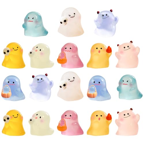 Xoeryoy 18pcs Mini -Geisterfiguren süßes kleines Leuchten im dunklen harzleuchtenden Halloween -Miniaturfiguren für Gartenlandschaftshaus, zufälliger gemischter Stil Xoeryoy 18pcs Mini -Geisterfiguren süßes kleines Leuchten im dunklen harzleuchtenden Halloween -Miniaturfiguren für Gartenlandschaftshaus, zufälliger gemischter Stil von Xoeryoy