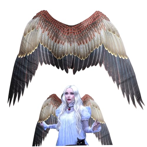 Xoeryoy Angel Wing 41x29.5 Zoll Halloween Engel Kostüm Nicht gewebter Stoff Cosplay Flügel für Erwachsene mit verstellbaren Trägern für Halloween Cosplay Dress Up Carnival Eagle Style von Xoeryoy