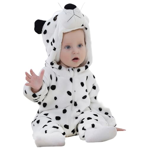 Xoeryoy Dalmatinisches Kostüm Baby, süßes Kleinkind Halloween -Kostüm, weicher Flanell Unisex mit Kapuze -Strampler für Halloween Dress Up Cosplay Xoeryoy Dalmatinisches Kostüm Baby, süßes Kleinkind Halloween -Kostüm, weicher Flanell Unisex mit Kapuze -Strampler für Halloween Dress Up Cosplay von Xoeryoy