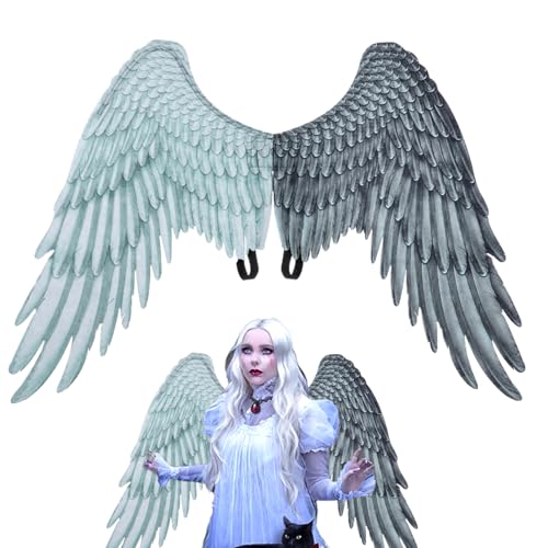 Xoeryoy Flügel 41 x 29,5 Zoll Halloween Verkleidung von Nicht gehobenem Stoff Cosplay Flügel für Erwachsene mit verstellbaren Trägern für Halloween Cosplay trägt den Karneval in Schwarz u,(1#) von Xoeryoy