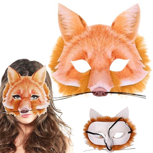 Xoeryoy Fox Maske, 6,7x6.7 Theian Maske mit Gummiband, Masken von atmungsaktiven Tieren für Erwachsene Kinder, Laptop Kostüm für Karneval Maskerade Halloween Fears Feast, (.),(1#) von Xoeryoy