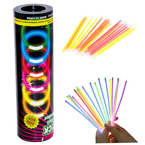 Xoeryoy Glühstöcke, 100pcs 8 Zoll Glühstangen für Kinder Erwachsene, Flexible Glühstangen, langlebig in der dunklen Party -Gefälligkeiten für Neon Party Glow Halsketten und Armbänder von Xoeryoy