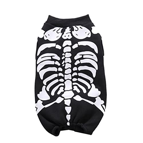 Xoeryoy Halloween Party Skeleton Haustierhund Katze Jumpsuit Cosplay Kostüm Dress Up Kätzchen Welpenbekleidung (schwarz, m) von Xoeryoy