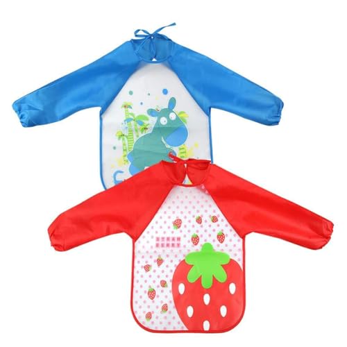 Xoeryoy Kinder Schürze Unisex Ärmeln Fütterung Lätzchen wasserdichte langärmelige Smock Apron Lätzchen zum Essen und Malerei 2pcs, (.) von Xoeryoy