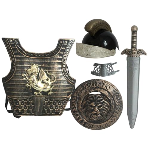 Xoeryoy Knight Costume Kids 5pcs/Set Dragon Muster mittelalterliche Ritterpanzerung umfasst Helm, Schild, Schwert, Armbandwächter und Rüstung für Halloween -Cosplay -Rollenspiele Xoeryoy Knight Costume Kids 5pcs/Set Dragon Muster mittelalterliche Ritterpanzerung umfasst Helm, Schild, Schwert, Armbandwächter und Rüstung für Halloween -Cosplay -Rollenspiele von Xoeryoy