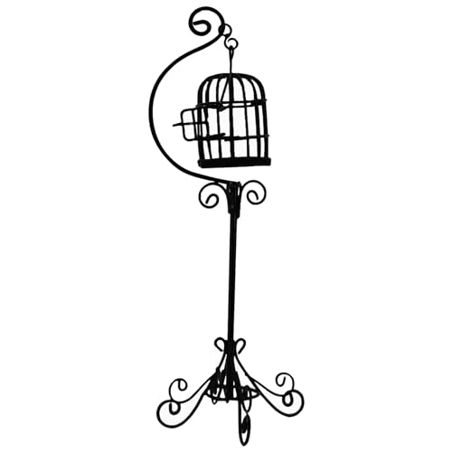 Xoeryoy Mini Puppenhausmöbel Maßstab 1:12 Mini Vogelkäfig Bodenständer Aufklappbar Vogelkäfigdekor Metall Lichtbeständiges Puppenhauszubehör Schwarz von Xoeryoy