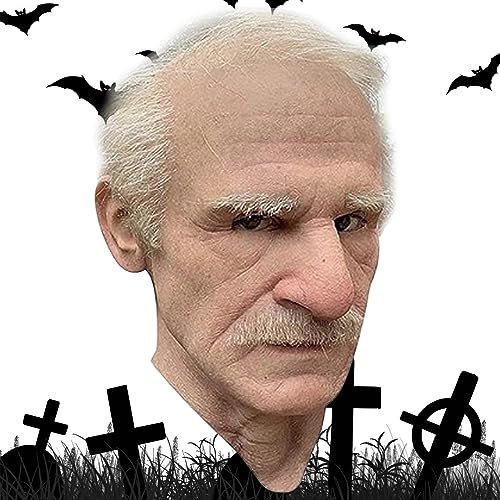 Xoeryoy Old Man Mask Realistic Halloween Falten weißen Haar von Xoeryoy