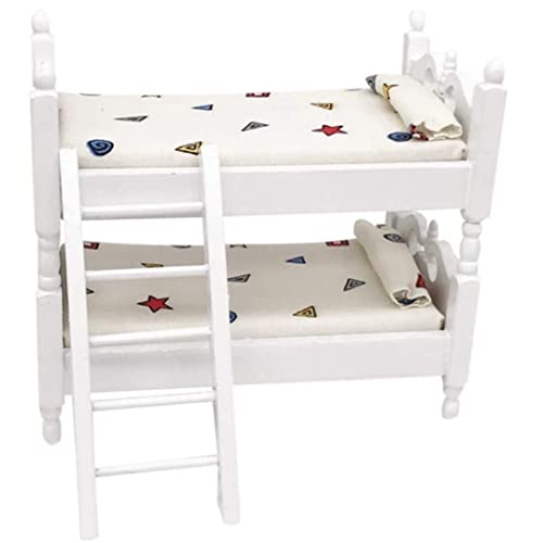 Xoeryoy Puppenhausbett 1/12 Mini Doll House Etagenbett Wohnzimmer Möbel Dekor Kinder tun Spielspielzeug - weiße Geometrie von Xoeryoy