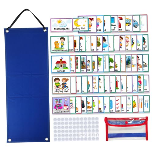 Xoeryoy Visuelle Zeitpläne tägliche Routine Diagramm Zeitpläne Karten Kinder Täglicher Kalender Aufwand für Kinder Blau, (.) von Xoeryoy