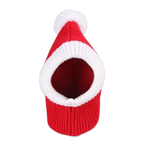 Xoeryoy Weihnachtshundhut lustiger gehäkelter Snood Hund Hut Warmer Winter Weihnachtskopf Kleidung mit Pompon Red L von Xoeryoy