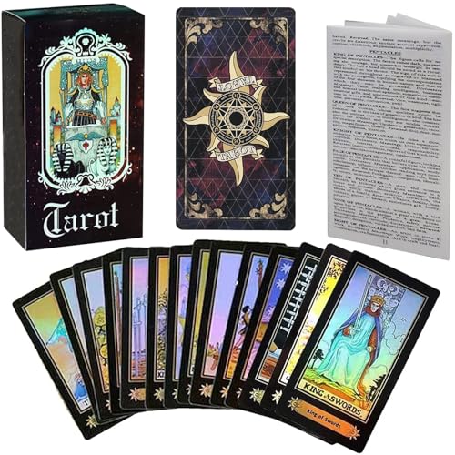 Xrten 78 Tarot Karten, Tarotkarten mit Anleitung, Tarotkarten Set Tarotkarten mit Anleitung, Tarot für Anfänger, Tarot Deck Zukunft Spiel-Karten-Set mit Bunten Box Vintage (Knight Tarot) von Xrten