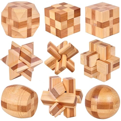 Xrten 9 Stück Knobelspiele Set, Denksportaufgaben Cube, 3D Puzzle Holzspielzeug IQ Test Mind Game Set, Geschicklichkeitsspiel Logik Geist Spielzeug für Kinder und Erwachsene Xrten 9 Stück Knobelspiele Set, Denksportaufgaben Cube, 3D Puzzle Holzspielzeug IQ Test Mind Game Set, Geschicklichkeitsspiel Logik Geist Spielzeug für Kinder und Erwachsene von Xrten