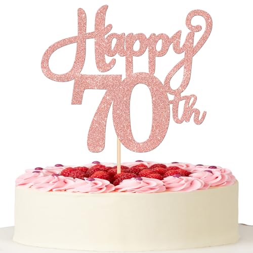 1 Packung Happy 70th Birthday Cake Topper Glitter Cheers to 70 Years Birthday Cake Decoration Seventy Hello 70 Fabulous Cake Pick for Happy 70th Birthday Anniversary Party Cake Decorations Rose Gold von Xsstarmi