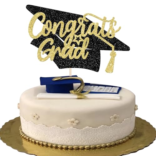 Tortendeko Abschlussjahrgang 2025 Tortenaufsatz Abschlusskappe Glitzer Congrats Grad Absolvent Kuchen Topper für 2025 Graduation Absolvent Zubehör für Party Kuchen Dekorationen Schwarzes Gold Tortendeko Abschlussjahrgang 2025 Tortenaufsatz Abschlusskappe Glitzer Congrats Grad Absolvent Kuchen Topper für 2025 Graduation Absolvent Zubehör für Party Kuchen Dekorationen Schwarzes Gold von Xsstarmi