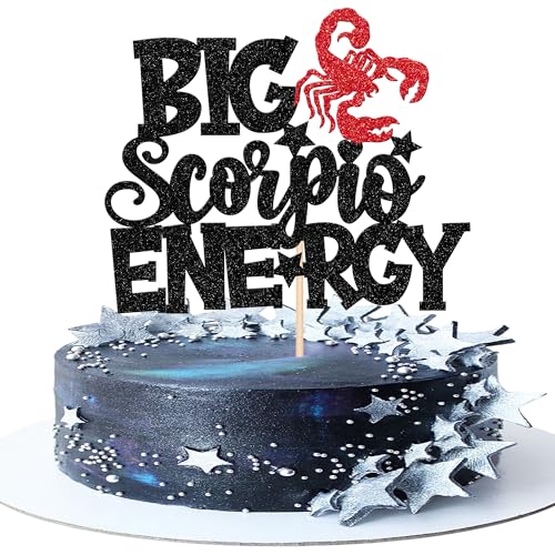 Xsstarmi 1 Packung Big Energy Skorpion Cake Topper Glitzer Schwarz 12 Sternbilder Skorpion Kuchen Pick Dekoration für Oktober November Geburtstag Horoskop Astrologie Geburtstag Party Kuchen von Xsstarmi