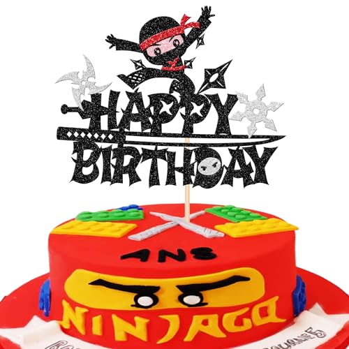 Xsstarmi 1 Packung Ninja Happy Birthday Tortenaufsatz, schwarzer Glitzer, Ninja-Kuchenaufsätze, Kampfsport, Karate, Kung Fu-Krieger, Kuchenpicker für Ninja-Thema, Babyparty, Kindergeburtstag, Party, Xsstarmi 1 Packung Ninja Happy Birthday Tortenaufsatz, schwarzer Glitzer, Ninja-Kuchenaufsätze, Kampfsport, Karate, Kung Fu-Krieger, Kuchenpicker für Ninja-Thema, Babyparty, Kindergeburtstag, Party, von Xsstarmi