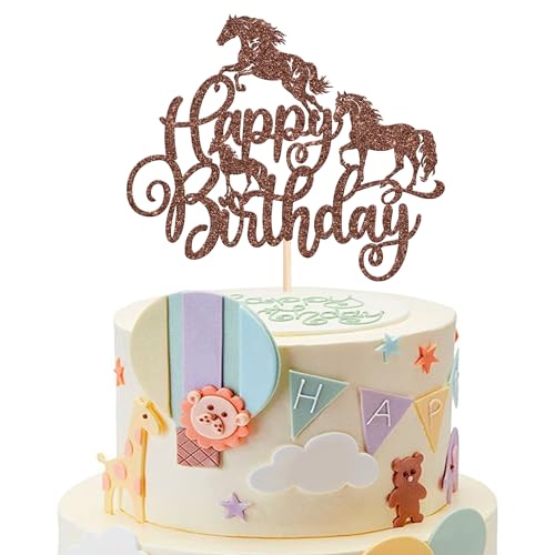 Xsstarmi 1 Packung Pferde-Kuchenaufsatz, glitzerndes Pferd, Geburtstagsparty-Dekorationen, Pferderennen, Pferd, Geburtstagskuchen-Picker für Pferde-Thema, Babyparty, Geburtstagsparty, von Xsstarmi