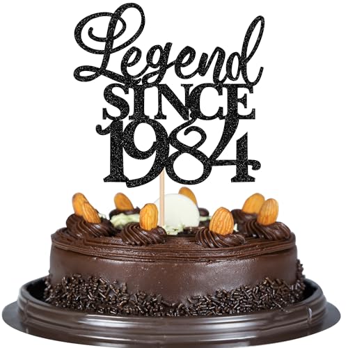 Xsstarmi 1 Packung Tortendeko 40. Geburtstag Tortenaufsatz Glitzer Legend Since 1984 Kuchen Topper für Fabelhaft 40 Geburtstag Hochzeitstag Zubehör für Party Kuchen Dekorationen Schwarz von Xsstarmi