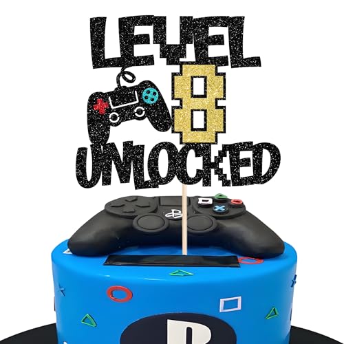 Xsstarmi 1 Packung Tortendeko 8. Geburtstag Tortenaufsatz Glitzer Videospiel Kuchen Topper für Level 8 Unlocked 8. Geburtstag Zubehör für Party Kuchen Dekorationen Xsstarmi 1 Packung Tortendeko 8. Geburtstag Tortenaufsatz Glitzer Videospiel Kuchen Topper für Level 8 Unlocked 8. Geburtstag Zubehör für Party Kuchen Dekorationen von Xsstarmi