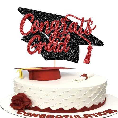 Xsstarmi 1 Packung Tortendeko Abschlussjahrgang 2025 Tortenaufsatz Abschlusskappe Glitzer Congrats Grad Absolvent Kuchen Topper für 2025 Graduation Absolvent Zubehör für Party Kuchen Dekorationen Rot Xsstarmi 1 Packung Tortendeko Abschlussjahrgang 2025 Tortenaufsatz Abschlusskappe Glitzer Congrats Grad Absolvent Kuchen Topper für 2025 Graduation Absolvent Zubehör für Party Kuchen Dekorationen Rot von Xsstarmi