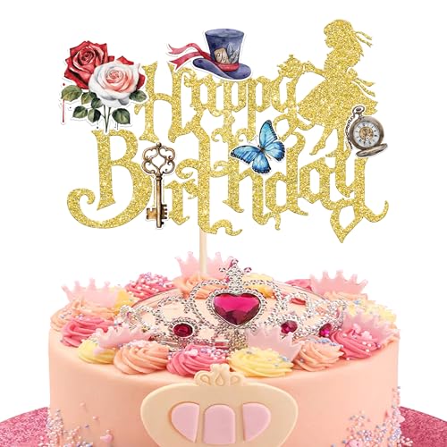 Xsstarmi 1 Packung Tortendeko Alice Geburtstag Tortenaufsatz Glitzer Verrückter Hutmacher Kuchen Pick Alice im Wunderland Kuchen dekorationen für Kindergeburtstag Party Zubehör Gold Xsstarmi 1 Packung Tortendeko Alice Geburtstag Tortenaufsatz Glitzer Verrückter Hutmacher Kuchen Pick Alice im Wunderland Kuchen dekorationen für Kindergeburtstag Party Zubehör Gold von Xsstarmi
