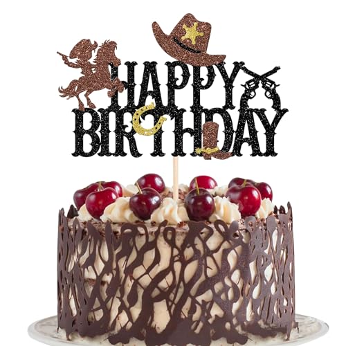 Xsstarmi 1 Packung Tortendeko Cowboy Geburtstag Tortenaufsatz Glitzer Happy Birthday Kuchen Topper für Western Cowboy Geburtstag Zubehör für Party Kuchen Dekorationen Schwarz Xsstarmi 1 Packung Tortendeko Cowboy Geburtstag Tortenaufsatz Glitzer Happy Birthday Kuchen Topper für Western Cowboy Geburtstag Zubehör für Party Kuchen Dekorationen Schwarz von Xsstarmi