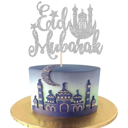 Xsstarmi 1 Packung Tortendeko Eid Mubarak Tortenaufsatz Glitzer Moschee Halal Eid al Adha Kuchen Topper für Ramadan Kareem Eid Islamic Muslim Zubehör für Party Kuchen Dekorationen Silber Xsstarmi 1 Packung Tortendeko Eid Mubarak Tortenaufsatz Glitzer Moschee Halal Eid al Adha Kuchen Topper für Ramadan Kareem Eid Islamic Muslim Zubehör für Party Kuchen Dekorationen Silber von Xsstarmi