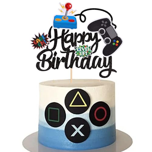 Xsstarmi 1 Packung Tortendeko Happy Birthday Tortenaufsatz Glitzer Videospiel Geburtstag Kuchen Topper für Kinder Geburtstag Zubehör für Party Kuchen Dekorationen Schwarz Xsstarmi 1 Packung Tortendeko Happy Birthday Tortenaufsatz Glitzer Videospiel Geburtstag Kuchen Topper für Kinder Geburtstag Zubehör für Party Kuchen Dekorationen Schwarz von Xsstarmi