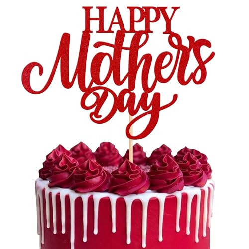 Xsstarmi 1 Packung Tortendeko Happy Mother's Day Tortenaufsatz Glitzer Liebe Mama Beste Mutter Kuchen Topper für Muttertag Geburtstag Zubehör für Party Kuchen Dekorationen Rot Xsstarmi 1 Packung Tortendeko Happy Mother's Day Tortenaufsatz Glitzer Liebe Mama Beste Mutter Kuchen Topper für Muttertag Geburtstag Zubehör für Party Kuchen Dekorationen Rot von Xsstarmi