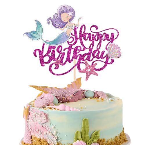 Xsstarmi 1 Packung Tortendeko Meerjungfrau-Kuchenaufsatz „Happy Birthday“ lila Muschel Seestern Meerjungfrau-Kuchenaufsatz Dekoration für Unter dem Meer Meerjungfrau Birthday Party Kuchendekorationen Xsstarmi 1 Packung Tortendeko Meerjungfrau-Kuchenaufsatz „Happy Birthday“ lila Muschel Seestern Meerjungfrau-Kuchenaufsatz Dekoration für Unter dem Meer Meerjungfrau Birthday Party Kuchendekorationen von Xsstarmi