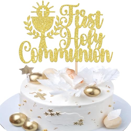 Xsstarmi 1 Packung Tortendeko Taufe des Heiligen Grals Tortenaufsatz Glitzer Die Erste Kommunion Kuchen Pick First Communion Kuchen dekorationen für Christliche Taufe Geburtstag Party Zubehör Gold Xsstarmi 1 Packung Tortendeko Taufe des Heiligen Grals Tortenaufsatz Glitzer Die Erste Kommunion Kuchen Pick First Communion Kuchen dekorationen für Christliche Taufe Geburtstag Party Zubehör Gold von Xsstarmi