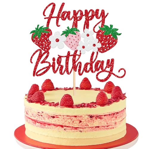 Xsstarmi 1 Stück Tortendeko Erdbeer Geburtstag Kuchen Topper Glitzer Roter Kuchenaufsatz Dekoration für Obst Geburtstagsparty Xsstarmi 1 Stück Tortendeko Erdbeer Geburtstag Kuchen Topper Glitzer Roter Kuchenaufsatz Dekoration für Obst Geburtstagsparty von Xsstarmi