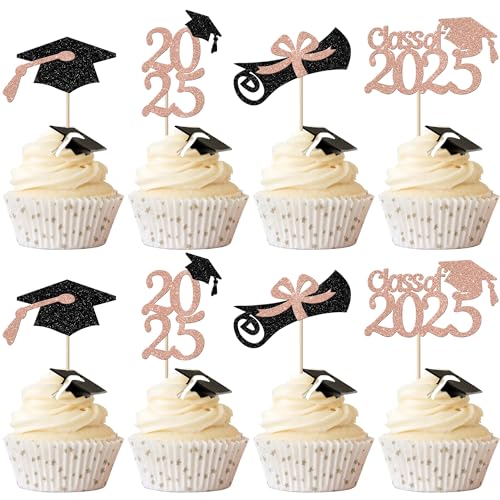 Xsstarmi 24 Packung 2025 Abschluss Cupcake Toppers Glitzer Class of 2025 Cupcake Picks für Congrats Grad 2025 Graduation Party Kuchendekoration Roségold Xsstarmi 24 Packung 2025 Abschluss Cupcake Toppers Glitzer Class of 2025 Cupcake Picks für Congrats Grad 2025 Graduation Party Kuchendekoration Roségold von Xsstarmi
