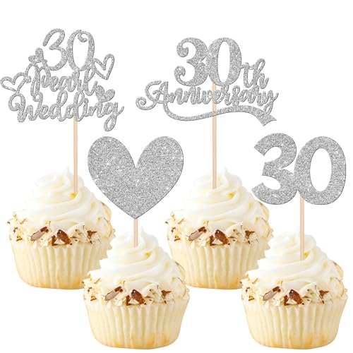 Xsstarmi 24 Packung 30. Hochzeit Jubiläum Cupcake Toppers Glitzer 30 Pearl Wedding Anniversary Cupcake Picks Hochzeitstag Kuchendekoration für 30. Perle Hochzeit Jubiläum Partyzubehör Silber Xsstarmi 24 Packung 30. Hochzeit Jubiläum Cupcake Toppers Glitzer 30 Pearl Wedding Anniversary Cupcake Picks Hochzeitstag Kuchendekoration für 30. Perle Hochzeit Jubiläum Partyzubehör Silber von Xsstarmi